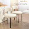 2 Pieces Kitchen Chairs, Modern Dining Chairs w/ Berber Fleece Upholstery and Steel Legs for Living Room, Beige
