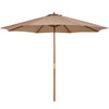 10' x 8' Wooden Patio Umbrella, Garden Parasol, Outdoor Sunshade Canopy with Bamboo Rib for Outdoor, Khaki