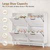 Shoe Cabinet with 4 Flip Drawers, Freestanding Narrow Shoe Storage Cabinet with Adjustable Shelves, Open Back, White