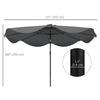 Solar Patio Umbrella with LED and Tilt, Outdoor Market Table Umbrella Parasol with Crank, 10 x 10 ft, Dark Grey