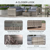 4 Pieces Rattan Wicker Outdoor Conversation Furniture Set w/ Corner Sofa Loveseats Coffee Table Cushions