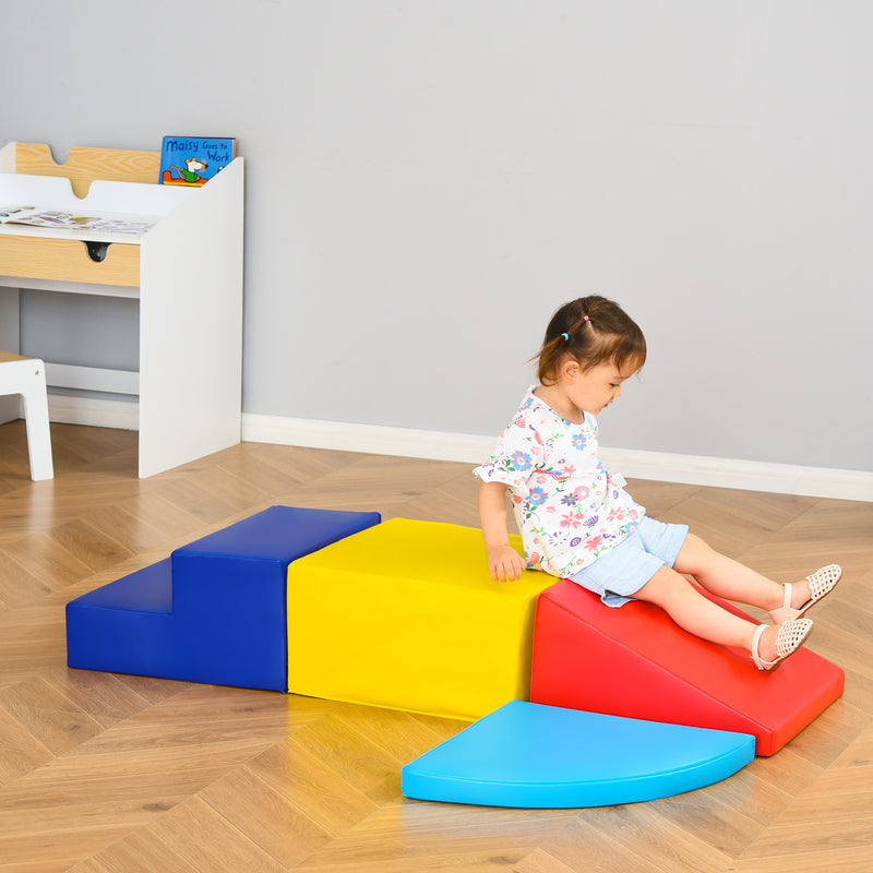 Qaba Crawl and Climb Foam Play Set Toddler Nugget 4 Pieces Lightweight Interactive Set for Climbing, Crawling, Sliding Play Zone for Baby Preschooler
