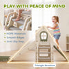 Qaba Foldable 4 in 1 Toddler Slide with Climber, Basketball Hoop, Storage Space and Basketball for Ages 1-3 Years, Cream