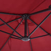 15ft Double-sided Patio Umbrella with Twin Canopy, Extra Large Outdoor Parasol with Crank for Pool, Deck, Market, Wine Red