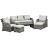 6 Pieces Patio Furniture Set, Conversation Set Wicker Sectional Set Cushioned Outdoor Rattan 3-Seat Sofa, 2 Adjustable Recliners, 2 Footstools & Table Set for Lawn Garden Backyard, Light Grey