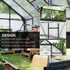 6' x 10' x 6.6' Polycarbonate Greenhouse, Walk-In Green House Kit Garden, Plants Grow, Galvanized Sheet Aluminum Frame with Rain Gutter, Vents and Sliding Door, Grey