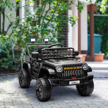 Qaba 12V Ride on Truck, Electric Car for Kids with Remote Control, Suspension, 3 Speeds, USB Music Headlights, Black