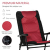 Folding Rocking Chair Set of 2 Padded Rockers with Armrest, Red & Black