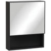Bathroom Medicine Cabinet, Wall-Mounted Mirror Cabinet with Single Door, Storage Shelves and Stainless Steel Frame for Laundry Room, Black
