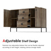 Industrial Sideboard Buffet Storage Cabinet Cupboard with 2 Doors, 3 Drawers and Shelves for Dining Room, Living Room, Brown