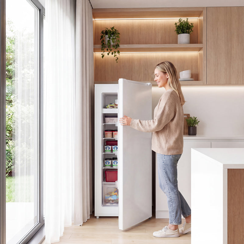 7.0 Cu.Ft Upright Freezer, Compact Stand Up Freezer with 6 Adjustable Shelves, Reversible Door for Home Office