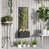 Raised Garden Bed with Outdoor Privacy Screen, Metal Planter Box with Trellis, Wall-Mounted or Freestanding, Black