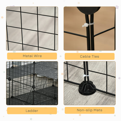Pet Playpen, Guinea Pig Playpen, Customizable Rabbit Cage, Portable Metal Wire Pet Small Animal Fence with Door for Chinchilla, Ferret, Indoor & Outdoor Yard, 46 Panels