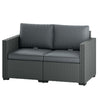 2 Seater Outdoor Couch Patio Sofa with Deep Seat, Cushions, Wide Armrests for Garden, Balcony, Porch, Dark Grey