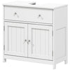 Modern Bathroom Vanity Cabinet, Freestanding Under Sink Storage with Drawer, U-Shaped Cutout for Pedestal Sink, White