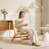 Rattan Accent Chair, Mid-Century Leisure Chair with Rubber Wood Frame, for Bedroom Living Room, Natural