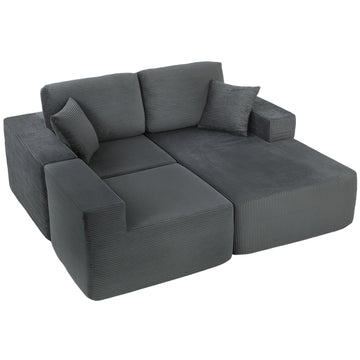 2-in-1 Modular Sectional Sofa, Boneless L Shaped Couch Sofa Bed