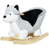Qaba Baby Rocking Horse, Plush Animal Rocker for Toddlers Aged 18-36 Months, Stuffed Ride Toy with Sounds, Seat Belt, Grey