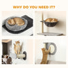 4Pcs Cat Wall Shelves with Scratching Post & Pad, Condo, Hammock, Bed, Step, Hanging Pompoms, Perches
