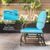 2-Person Outdoor Glider Chair, Patio Double Rocking Loveseat with Steel Frame and Cushions for Backyard, Garden and Porch, Blue