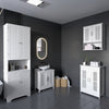 Tall Bathroom Storage Cabinet, Slim Bathroom Cabinet with 4 Shutter Doors and Adjustable Shelves, Toilet Vanity Cabinet, Narrow Organizer, White