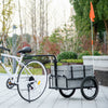 Steel Trailer for Bike, Bicycle Cargo Trailer with Foldable Storage Box and Safe Reflectors, Max Load 88LBS, Grey