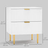 Bedside Table, Modern Nightstand with 2 Drawers, Side End Table with Metal Legs for Living Room, Bedroom