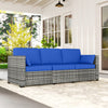 3-Seater Outdoor Sofa with Cushions, PE Rattan Conversation Patio Couch with Pillows for Garden, Poolside