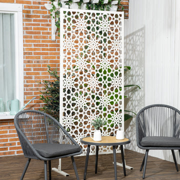 Metal Outdoor Privacy Screen, Decorative Outdoor Divider with Stand and Expansion Screws, 36.2