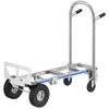 Soozier 4-Wheel/2-Wheel Cargo Cart, 2-in-1 Folding Hand Truck with Aluminum Alloy Frame and Steel Handle, Capacity, Silver Tone