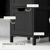 Narrow Bathroom Cabinet with 3 Drawers and 2 Tier Shelf, Tall Cupboard Freestanding Linen Tower, Black