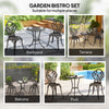 3PCs Patio Bistro Set, Outdoor Cast Aluminum Garden Table and Chairs with Umbrella Hole for Balcony, Bronze