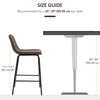 Bar Stools Set of 2, Upholstered Counter Height Bar Chairs, 26
