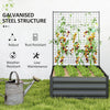 Galvanized Raised Garden Bed with Trellis for Climbing Plants, Outdoor Planter Box with Open Bottom, Dark Grey