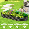 6' x 3' x 1' Large Outdoor Planter Box, Galvanized Raised Garden Bed with Metal Plant Stake, Silver, Black