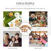 6 Person Round Picnic Table Bench Set with Umbrella Hole, Wood Patio Table with 3 Built-in Benches for Garden, Deck, Backyard, Brown