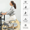 Ergonomic Kneeling Chair, Adjustable Rocking Wood Kneeling Stool, Desk Chair, Improve Posture, Grey