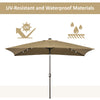 6.5x10ft Patio Umbrella Rectangle Solar Powered Tilt Aluminum Outdoor Market Parasol with LEDs Crank (Light Coffee)