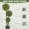 45 Inch Potted Fake Plant Set of 2, Artificial Boxwood Topiary Tree, Triple Ball Tree for Indoor and Outdoor, Green