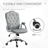 Office Chair, Velvet Computer Desk Chair with Swivel Wheels, Adjustable Height, Tilt Function, Button Tufted, Grey