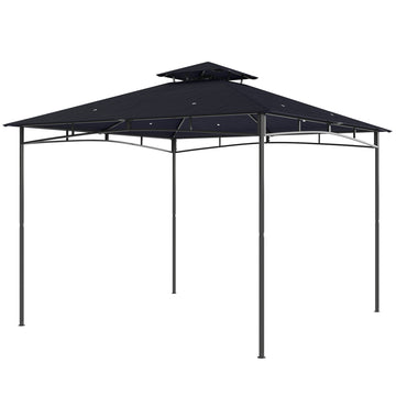 10' x 10' Gazebo, Soft Top Outdoor Gazebo with 2-Tier Roof, Metal Frame