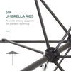 6.6FT Patio Umbrella, Outdoor Parasol with 6 Solid Ribs, Dark Grey