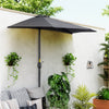 9ft Half Round Patio Umbrella, Outdoor Market Patio Table Umbrella Parasol with Crank Mechanism, 5 Ribs, Grey