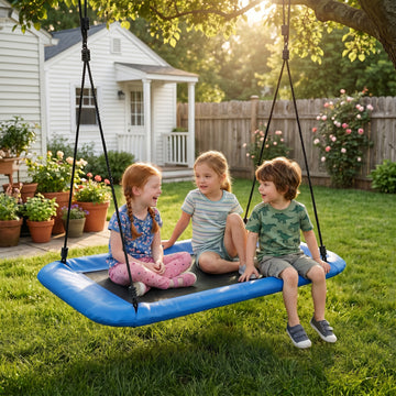 Qaba Nest Swing Adjustable Ropes Tree Straps Basket Swing for Kids, 58