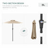 Patio Sun Umbrella, Outdoor Parasol with 6 Ribs, Khaki