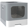 Cat Litter Box with Lid, Slide-Out Drawer, Scoop, Easy Clean, Odour Control, Anti-Splashing, Grey