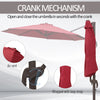10ft Cantilever Patio Umbrella with 360° Rotation, Crank & Cross Base for Garden Deck Pool Backyard, Wine Red