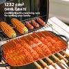 Charcoal BBQ Grill, Foldable Barbecue Grill with Warming Rack, Adjustable Vent, Thermometer, Handles, Black