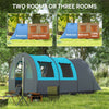 5-6 Person Camping Tent with Living Room and Bedroom, 3000mm Waterproof Tunnel Large Family Tent, Grey and Blue