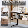 Adjustable Drafting Table Art Desk Drawing Table Craft Desk Workstation for Painting Multifunctional Writing Desk with Tiltable Tabletop and Storage Shelf Rustic Brown